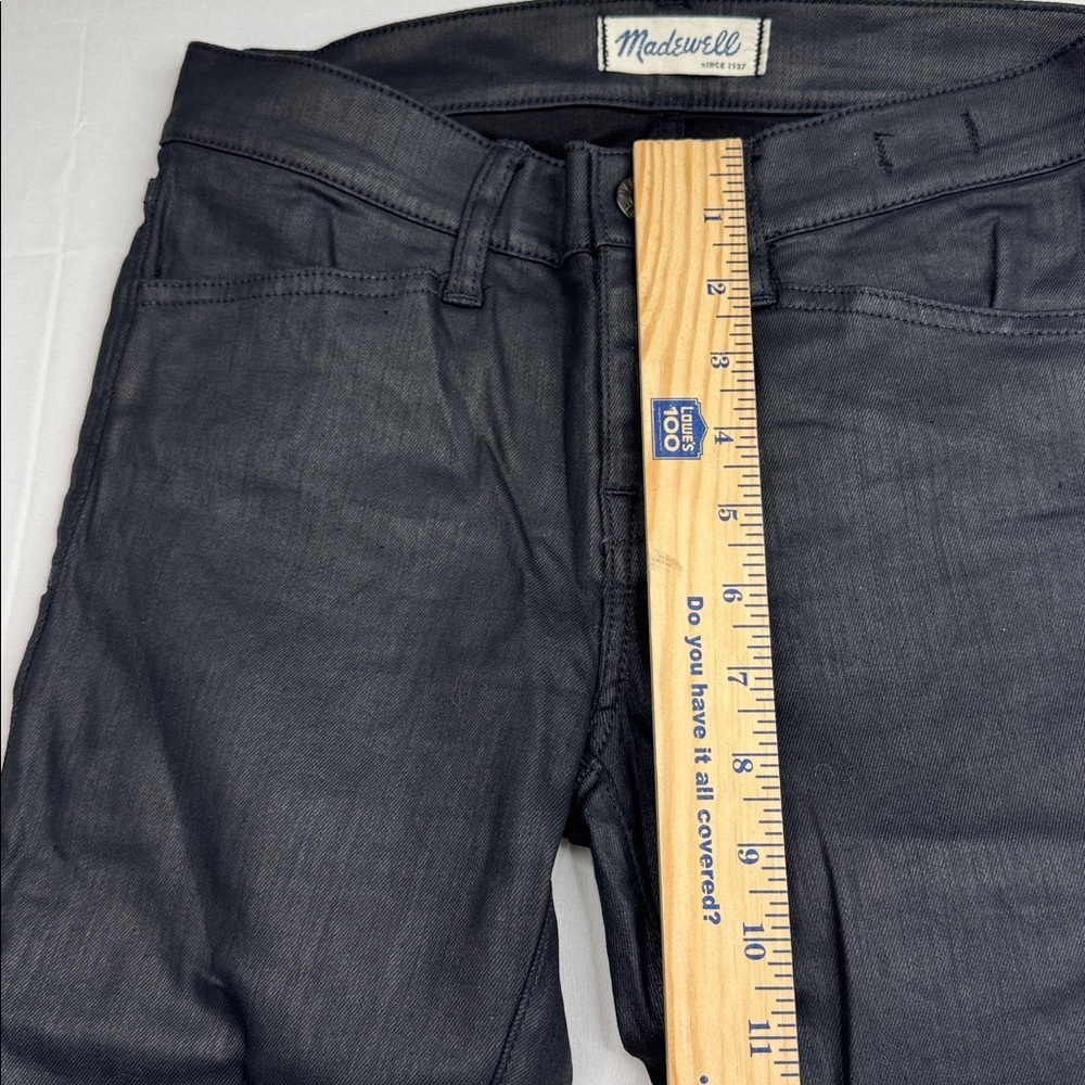 Madewell Black Coated Skinny Skinny Moto Jeans size 26 zipper ankle stretchy - Picture 6 of 11
